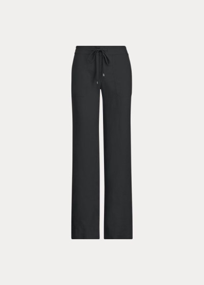 Pantalones Ralph Lauren Mujer Negros - Linen Wide-Leg - HPZWO6398